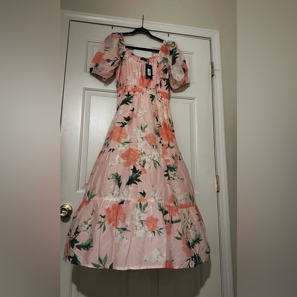 Vineyard Vines Pink Ruched Puff Sleeve Maxi Dress - Picture 1 of 4